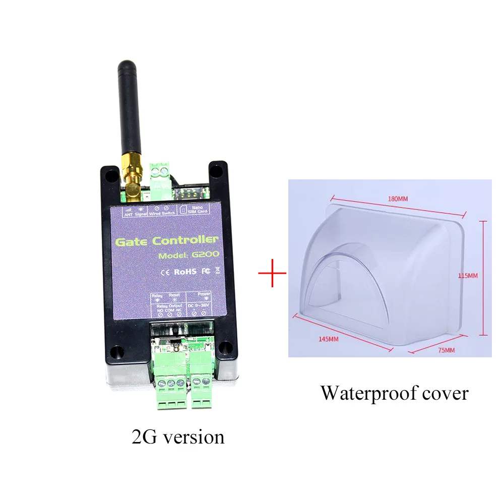 GSM пульт дистанционного управления GSM Открыватель ворот G200 одиночный релейный переключатель для раздвижных распашных гаражных ворот(замена RTU5024 - Цвет: with waterproofcover