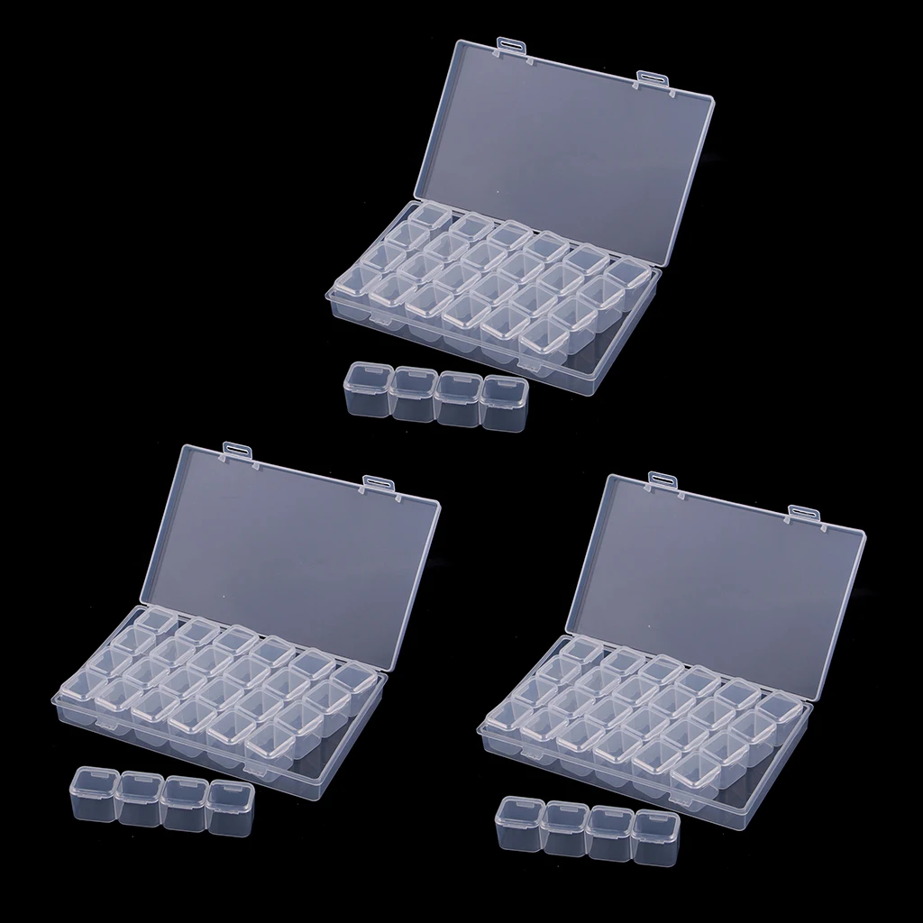 

3Set 84 Slots Clear Plastic Storage Container Jar Organizer Box with Lid for Beads Crafts Other Small Items Jewelry Findings