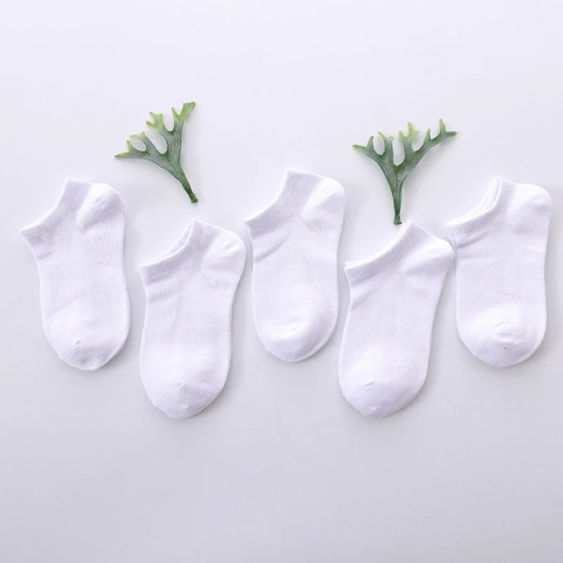 5Pairs/Lot Baby White Kid Short Socks Spring Style Solid Thin Soft Cotton Children For Boys Girls Sport Students Socks