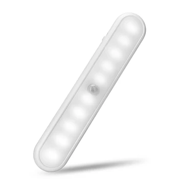 

LED Under Cabinet Lights 10 LEDs PIR Motion Sensor Lamp Rechargeable Night Light for Wardrobe Closet Kitchen Bedroom Lighting