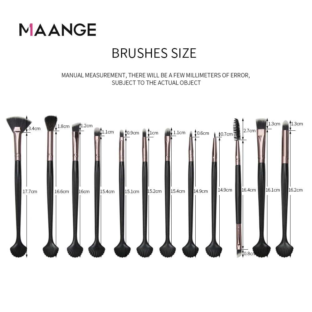 MAANGE New Make Up Brushes 12 PCS Shell brush set Professional Blending Eyeshadow Eyebrow Brush For Makeup Beauty Set
