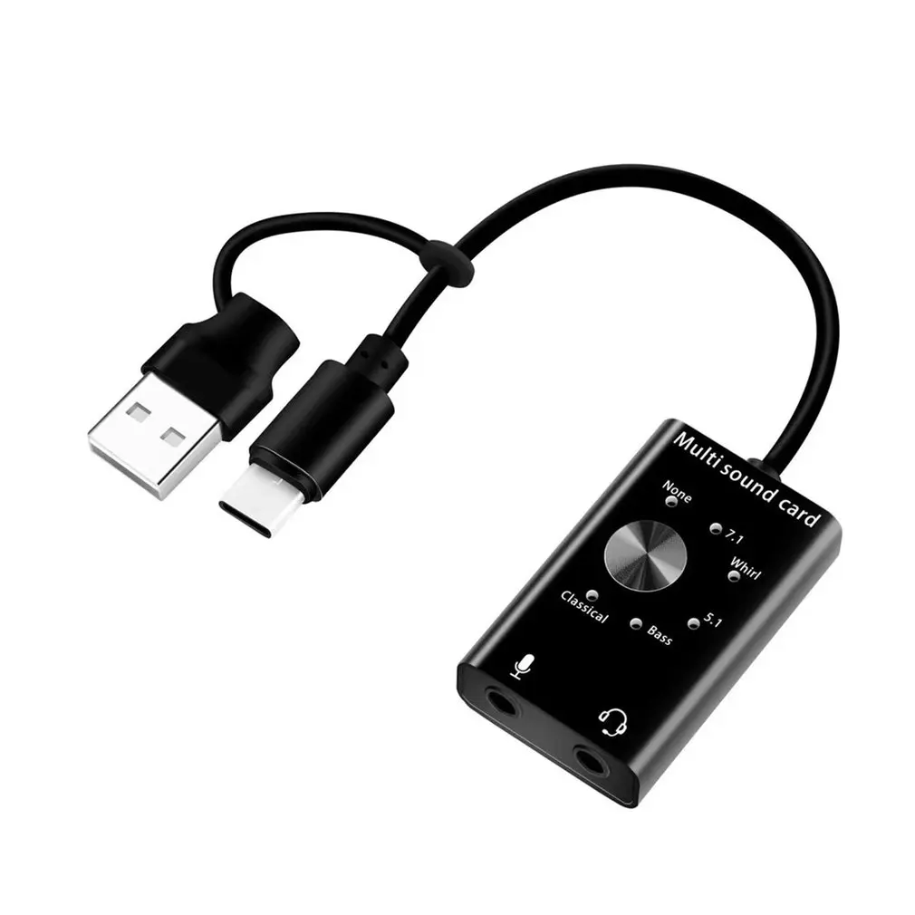 Портативная внешняя звуковая карта USB для наушников/соединение микрофона звуковая карта 10 см длина кабеля для Windows/Mac/Linux