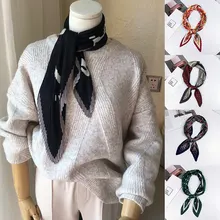 Атласный шейный платок в горошек с цветочным принтом маленький квадратный шейный платок повязки для женщин и девушек TY66