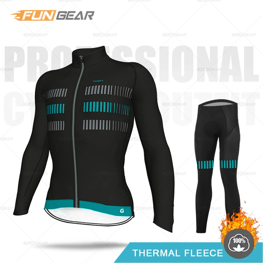 Одежда для велоспорта Pro Team, зимний Трикотажный костюм MTB, одежда из теплого флиса, мужская спортивная одежда с длинным рукавом для гонок, шоссейных велосипедов - Цвет: NORMAL SET
