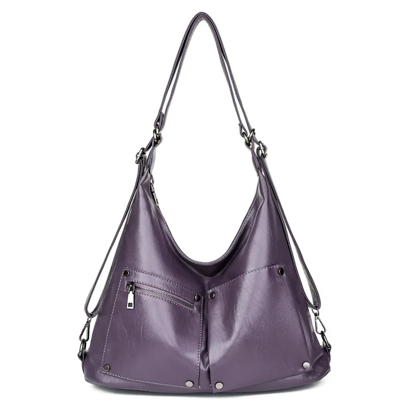 Женские кожаные сумки через плечо переноска женская сумка через плечо сумки для женщин многофункциональная сумка-мессенджер мешок основной bolso mujer - Цвет: Purple