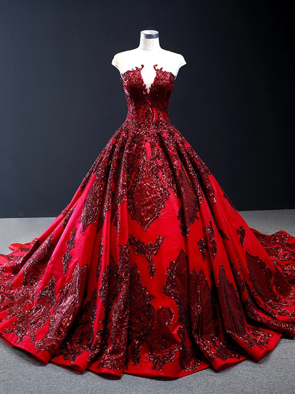 J66948, jancamber, детские платья для девочек, v-образный вырез, без рукавов, со шлейфом, красные вечерние платья для женщин, robe de soiree - Цвет: as picture