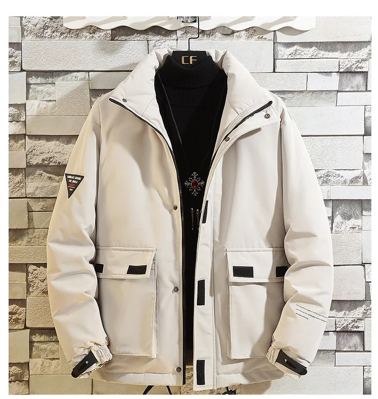 Мужская Зимняя парка размера плюс L-5XL Мужская модная брендовая теплая Толстая куртка на молнии с несколькими карманами Мужская Повседневная парка QQ079