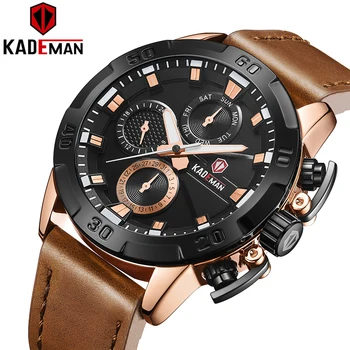 

Top Brand Men Business Watch New Leather Strap WristWatch Chronograph Military Quartz Week Date Relogio Masculino