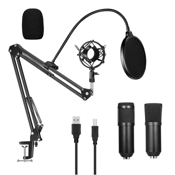 

Microphone Kit USB 192kHZ/24bit Recording Professional Studio Broadcasting MIC with Stand Plug&Play For Gaming Chatting Speech