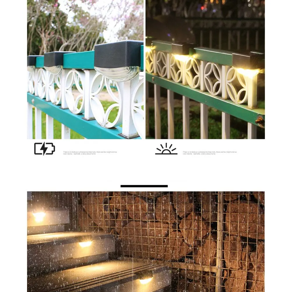 solar street light 1/4pcs LED Solar Lamp Path Stair Outdoor Waterproof Wall Light Garden Landscape Step Deck Lights Balcony Fence Solar Lights NEW solar garden lights decorative