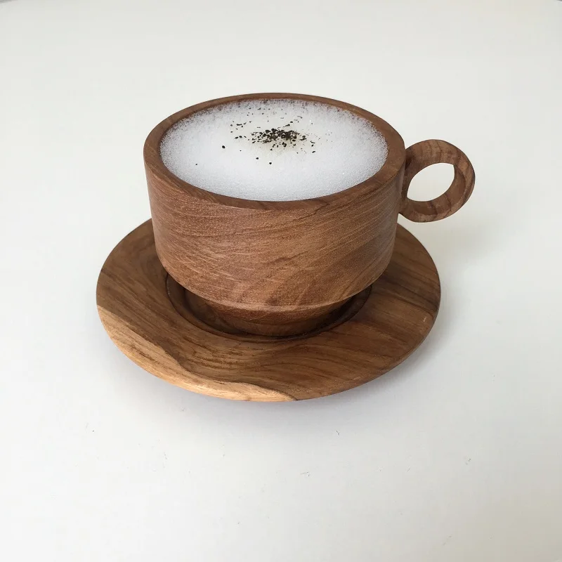 Natural Wood Coffee Cup with Handle - Ikorii