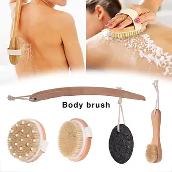 

4Pcs Body Brush Shower Brush Bristles Soft Bath Brush Exfoliating Body Massager Remove Dead Skin Brush With Long Wooden Handle