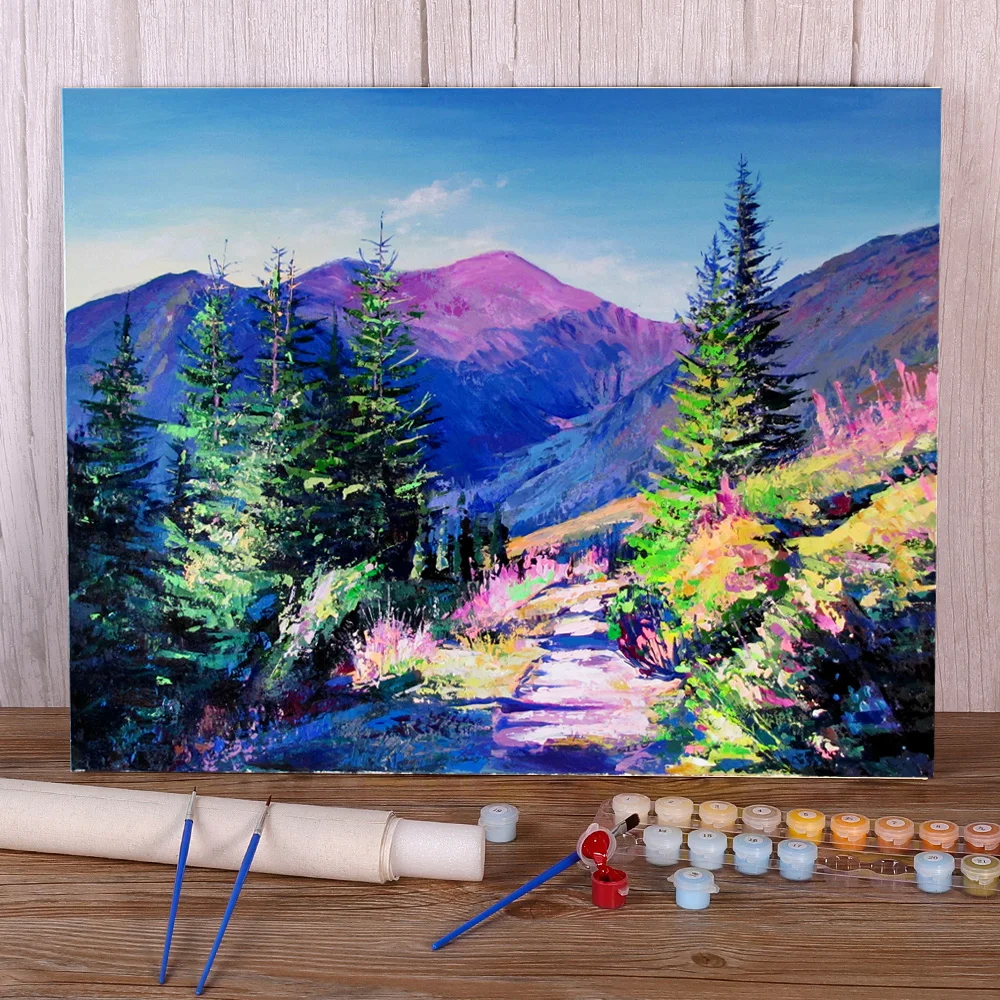 Landscape Diy Paint By Numbers Package Acrylic Paints 50*70 Paiting By