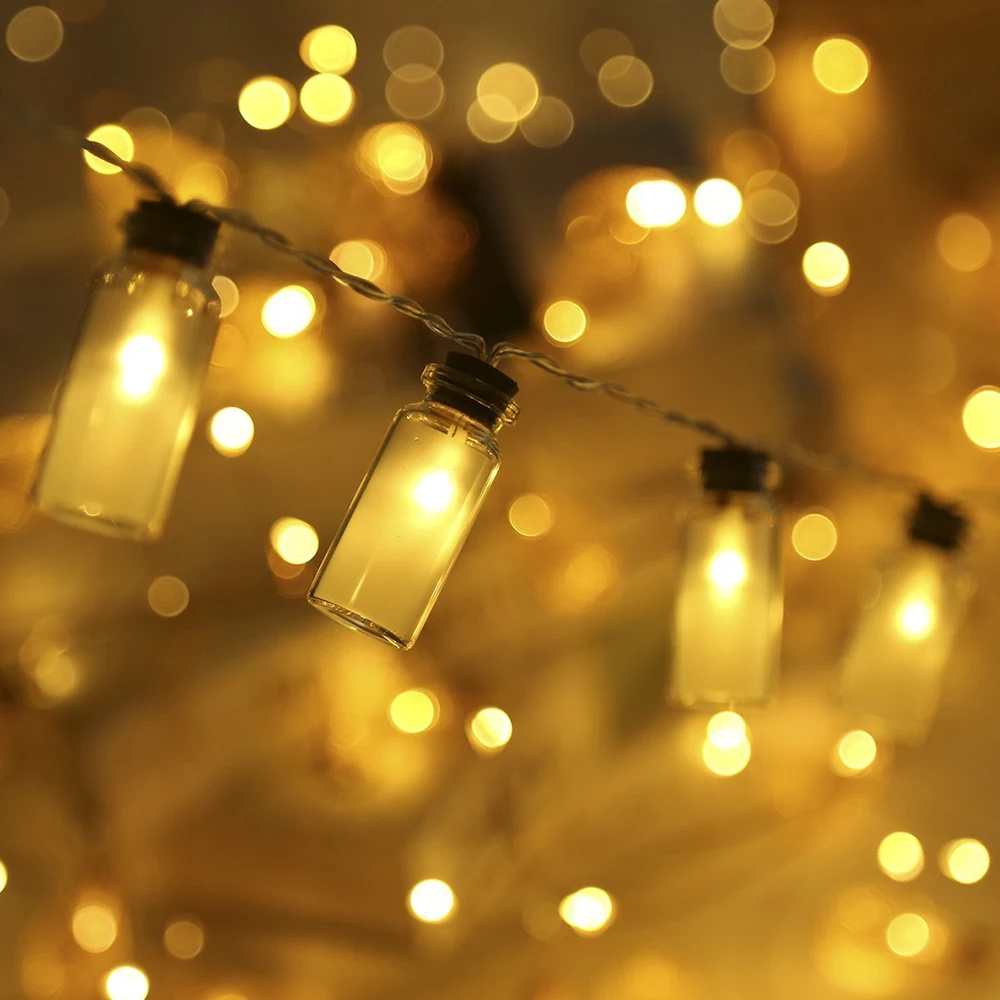 20 LED Night Light Drift Bottle Light String Wishing Bottle Light String for Christmas Battery Lamp String Home Decoration Lamp