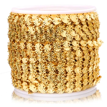 

1m Stainless Steel Round Disc Sun Flower Chains Gold Embossed Chains for Necklace Bracelet Anklet DIY Jewelry Making Supplies