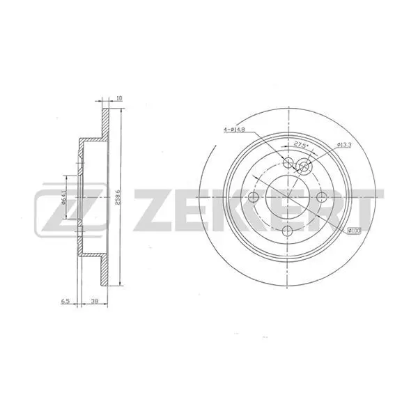 Диск торм. зад. Mini(R50-59) 06 ZEKKERT bs-5372