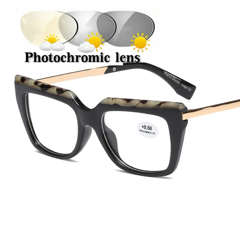 Transition Photochromic Progressive Reading Glasses Women Sungasses Progressive Multi-focus with Diopters Presbyopia Goggles - Цвет оправы: brown