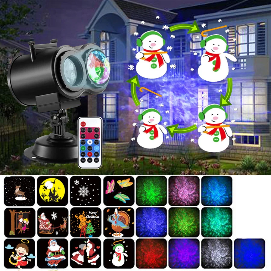 

Thrisdar 2-in-1 Ocean Wave Christmas Projector Light With Remote 12 Slides Animated Projector Light For Holiday Xmas Party