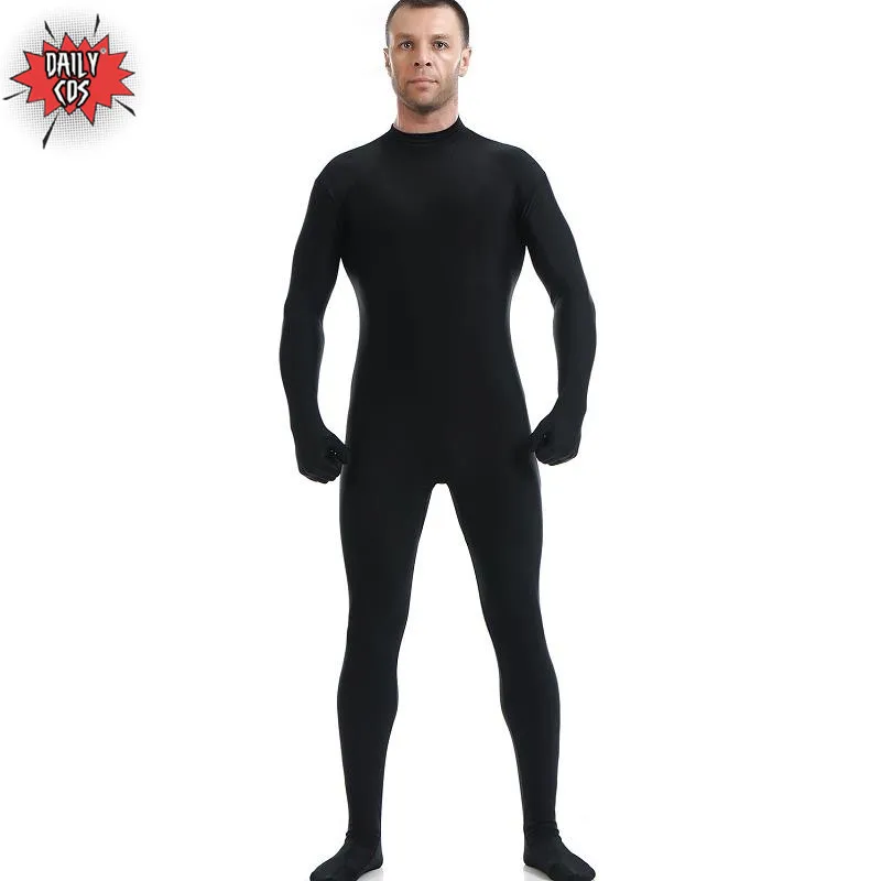 Одноцветное трико Zentai, боди, лайкра, спандекс, колготки для Хэллоуина, косплей, костюмы для детей и взрослых - Цвет: Черный