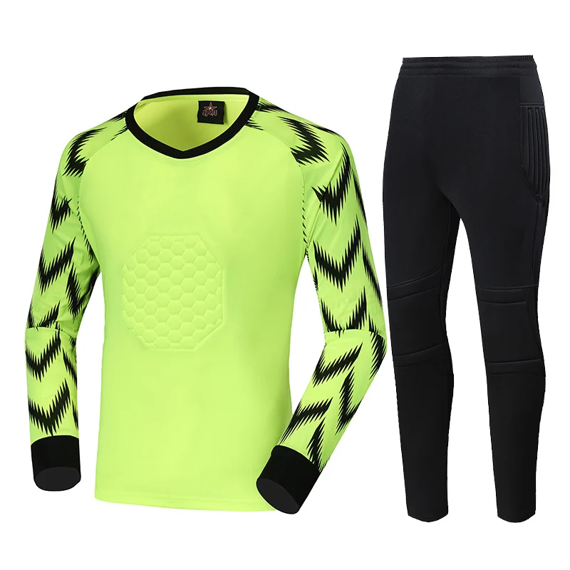 Green Long Set Мужские футбольные майки, штаны, шорты, профессиональная рубашка вратаря, униформа для тренировок, спортивный костюм, индивидуальный футбольный комплект для вратаря - Цвет: Green Long Set