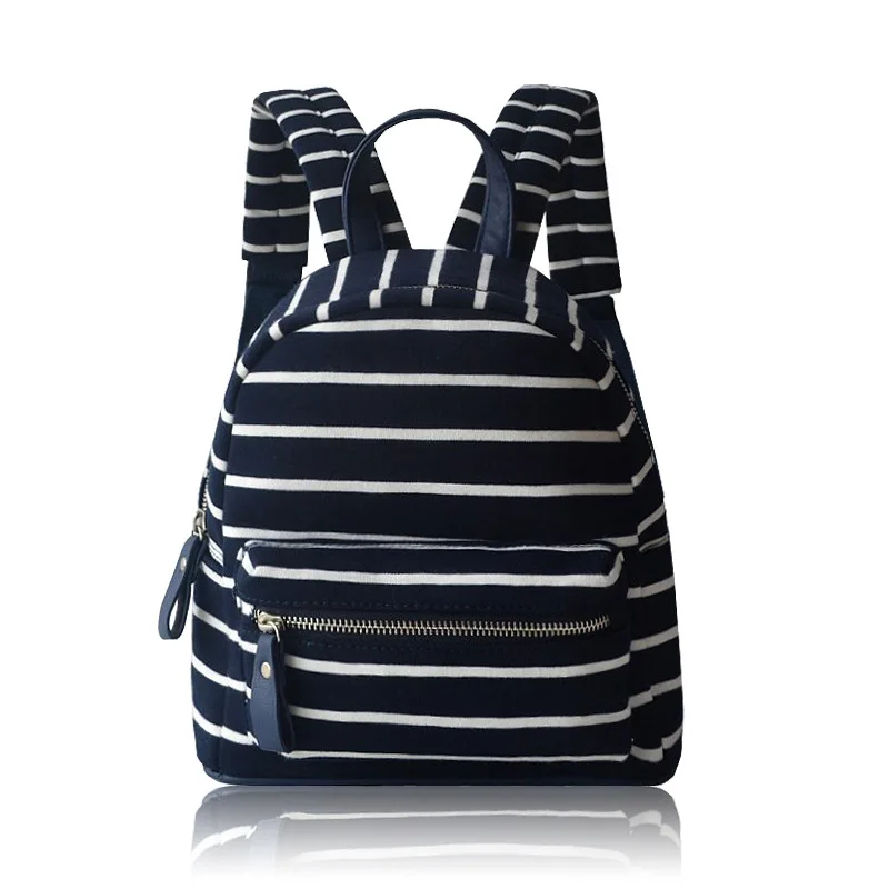 Navy Blue LILY QUEEN полосатый рюкзак женская школьная сумка для подростков Повседневный Легкий рюкзак женская сумка на молнии - Цвет: Navy Blue
