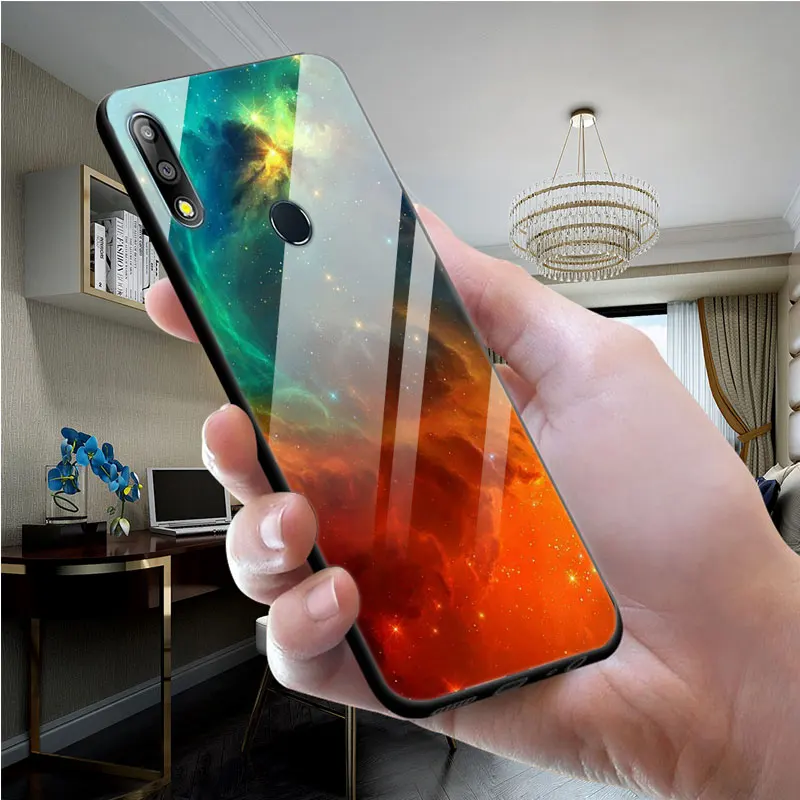 Для Asus Zenfone Max Pro M2 ZB631KL чехол из закаленного стекла с принтом для задней крышки, Твердый чехол для Asus ZB631KL мягкий полиуретановый край чехол для телефона