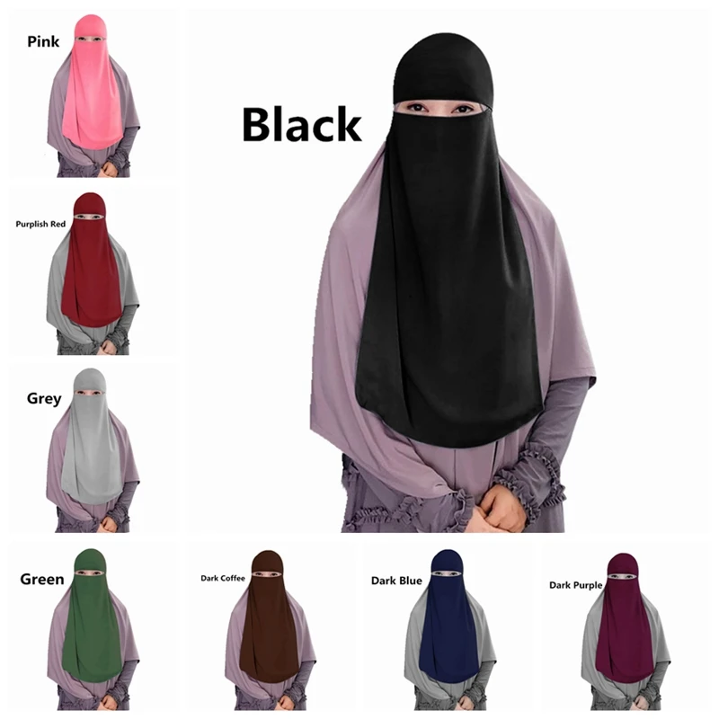 Niqab a tre strati-Hijab Velo Volto Burka Khimar Abbigliamento Preghiera Islamica 