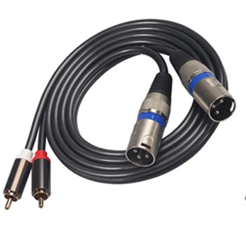 AABB-Fever Grade Audio Cable 2 RCA Pair XLR 3-Pin Intercom Amplifier Hybrid Plug AV Double to Dual Line |