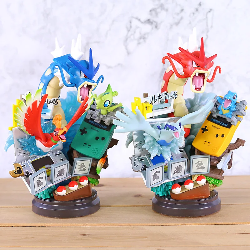 Аниме Gameboy Gyarados Ho-Oh Celebi Chikorita Lugia фигурка игрушки сказочная Фигурка Статуя из смолы коллекция подарки
