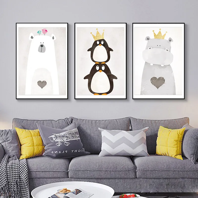 

Cute Posters And Prints Bear Wall Art Canvas Kids Room Home Decor Pictures for Living Room Laminas Decorativas Pared Cuadros