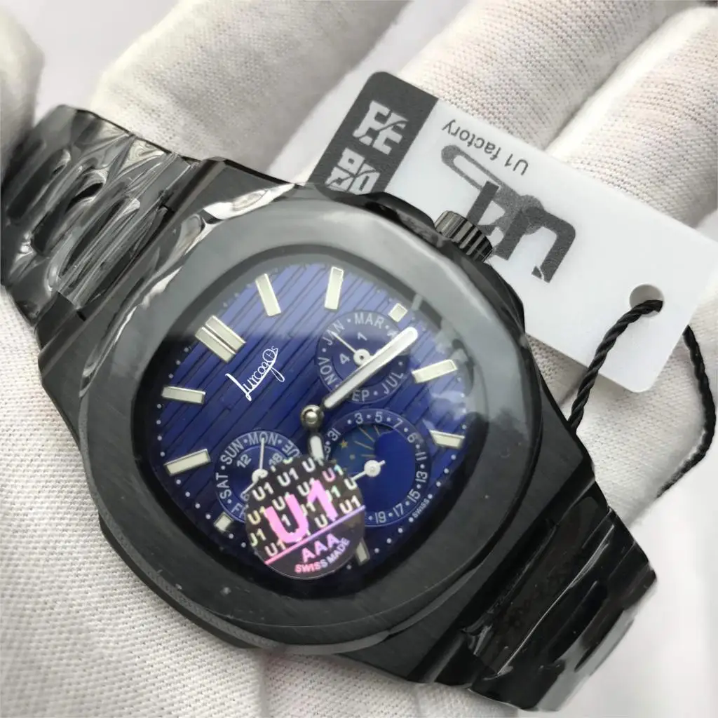 

Business U1 Black case Patek- Philippe- Luxury Brand AAA Men Automatic Mechanical Watches Drive Ceramic Bezel Crystal Sapphire