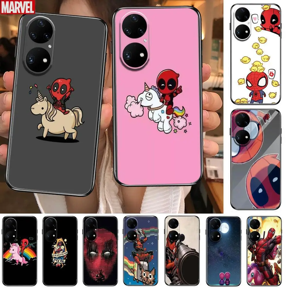 Чехол для телефона с аниме Deadpool Huawei p50 P40 p30 P20 10 9 8 Lite E Pro Plus черный чехол рисунком |