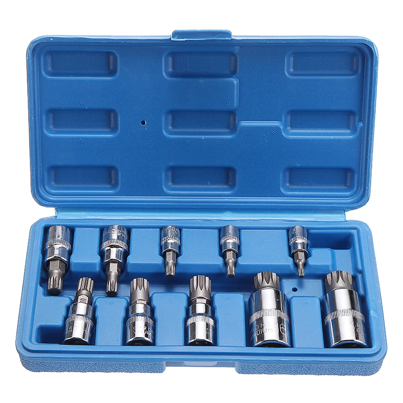 

10pcs 12 Point MM Triple Square Spline Bit Socket Set Hardness S2 Steel 4-18mm Drive Tool Compatible Car Repair To