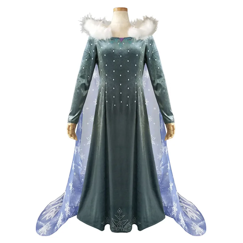 Dress Cosrea Эльза Косплей Костюм Эльза красота зимнее платье для девочек принцесса Эльза синтетический парик Хэллоуин Disfraz взрослых женская одежда - Цвет: Dress