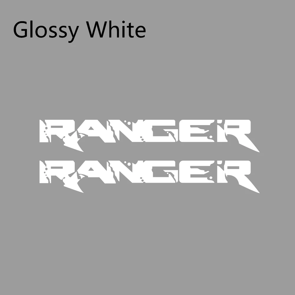 2Pcs For Ford Ranger Car Side Stickers Trunk Decoration Vinyl Film Auto Sports Styling Decals Automobile Car Tuning Accessories - Название цвета: Glossy White