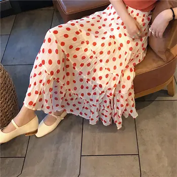 

Alien Kitty Mori-Girl Summer Polka Dots Women Pleated Streetwear Girls Sweet 2020 Slender Loose High Waist All Match Chic Skirt