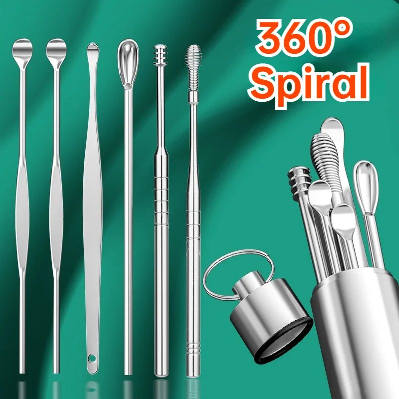 Ear Wax Removal Cleaner Picker Remover 360° Spiral Massage Stainless Steel Care Tools Baby Adult | Красота и здоровье