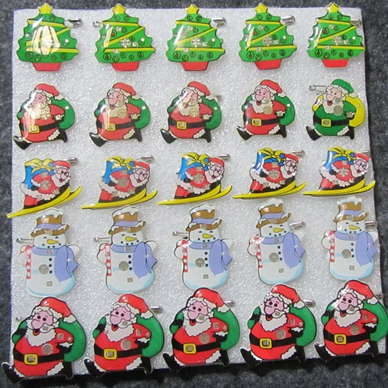 

Theme Snowman Flashing Brooch Pin Light Up Santa Claus Badge Children Toys Blinking Brooch Party Christmas Halloween