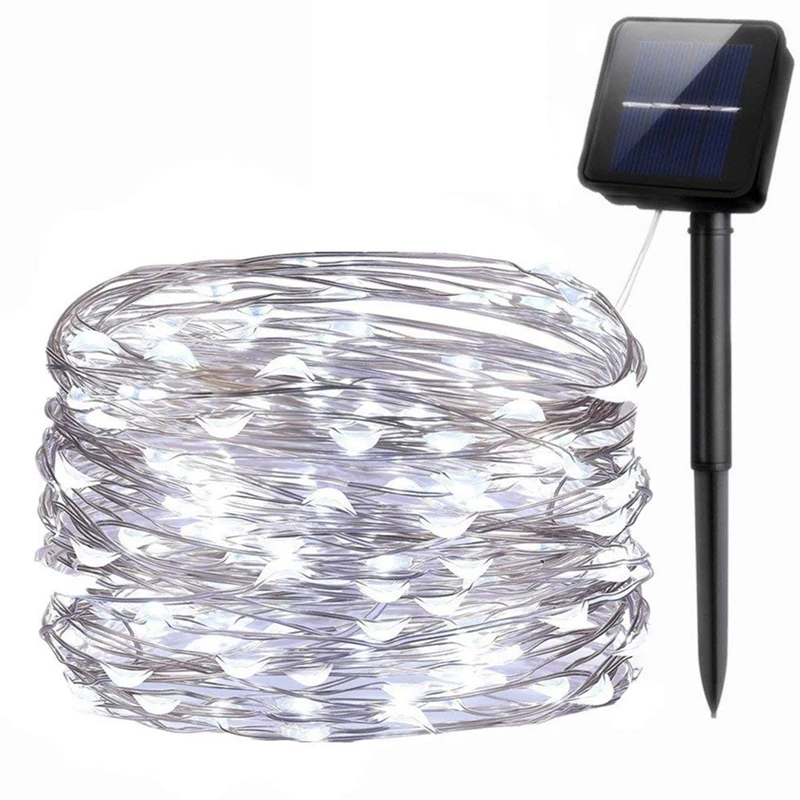 Солнечные гирлянды, 10 м 100LED наружные гирлянды, водонепроницаемые декоративные гирлянды для патио, сада, ворот, двора, вечерние