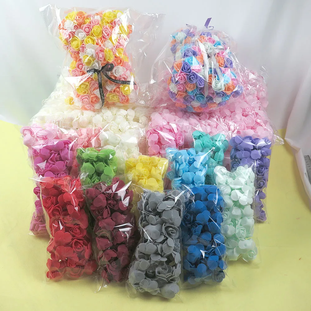 1500pcs Colorful foam Rose Head 3.5cm artificial Flowers wholesame DIY roses bear as wedding Birthday party Decoration & gifts