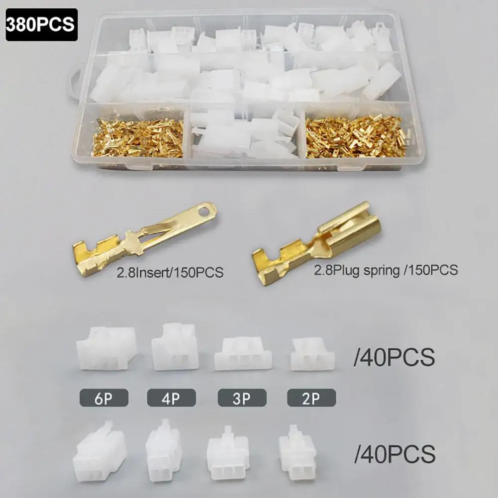 380pcs//set Car Motorcycle Electrical 2.8mm 2 3 4 6 Pins Wire Terminal Connector