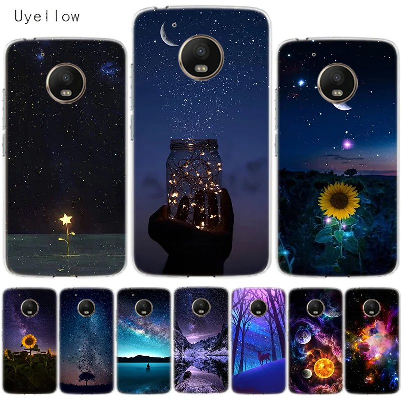 

Uyellow Starry landscape Cover For Motorola G4 G5 G5S G6 G7 E4 E5 Plus Play Phone Case For Moto G7 Power Silicone Soft Coque