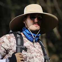 UV Protection Bucket Hat Lightweight Practical Sun Shade Outdoor Climbing Fisherman Cap Chin String Quick Drying Breathable