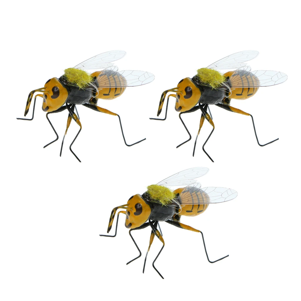 3 Piece Bee Realistic Insect Pot Hangers Fridge Magnet Colorful Garden Decor