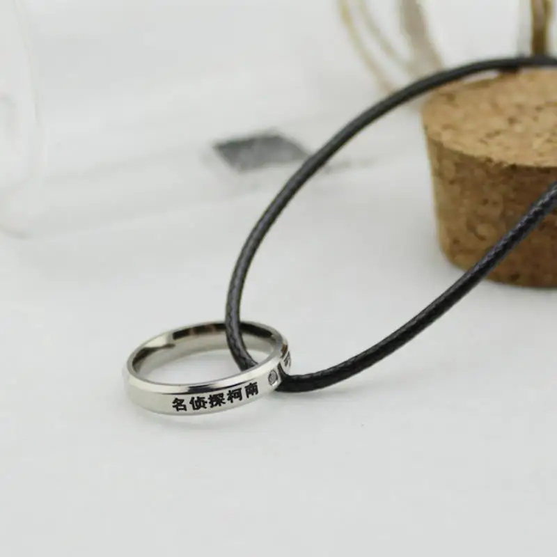 

1pc NEW funny Necklace Cosplay Accessories Cartoon Anime Conan Titanium Steel Ring Pendants Prop figure toys Gift