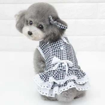 

Dog Dresses for Small Dogs Girl - Pet Clothes Princess Plaid Tutu Skirt Shirt for Chihuahuas Dachshunds - Puppy Outfits