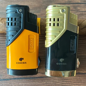 

cigar Lighter Jet 3 Torch Refillable Triple Jet Flame Butane Inflatable lighter with cigar punch