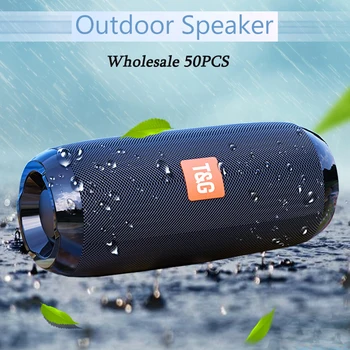 

50PCS TG117 Bluetooth Outdoor Speaker Waterproof Portable Wireless Column Loudspeaker Box Support TF Card FM Radio Aux Input
