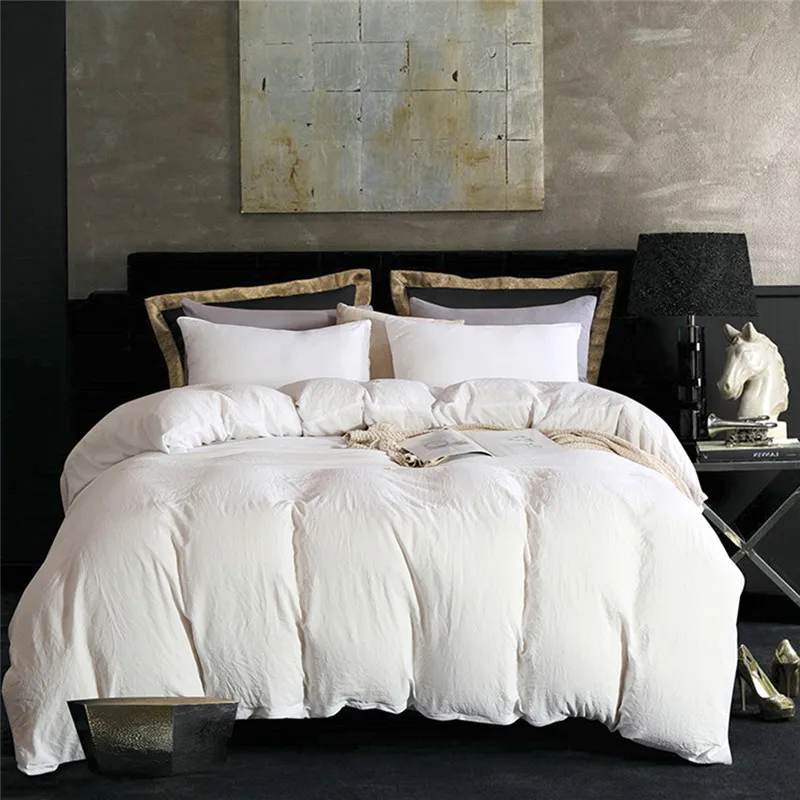 

HM Life Bedding Sets Simple Style 3Pcs/Set Solid 6 Colors High Quality Bedclothes Soft Fashion Washed Cotton Duvet Cover Sets