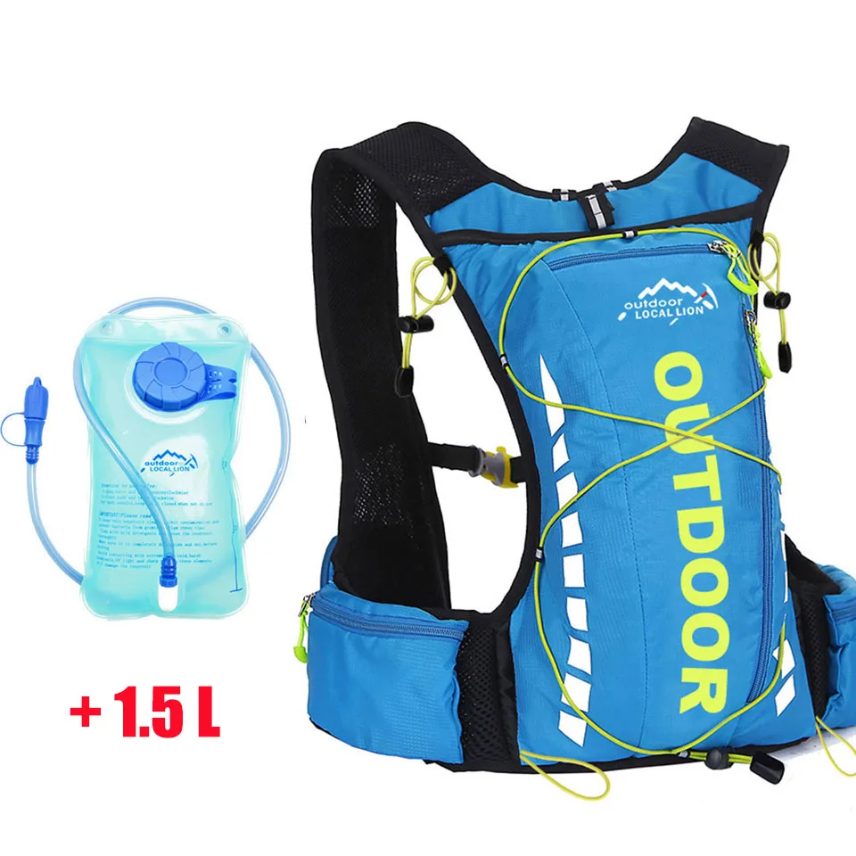 Blue green water bag Открытый locallion 10L спортивные рюкзаки велосипедная сумка Туристическая Сумка для альпинизма для женщин и мужчин Back Pack Hold с 1,5 воды Велоспорт велосипед - Цвет: Blue green water bag